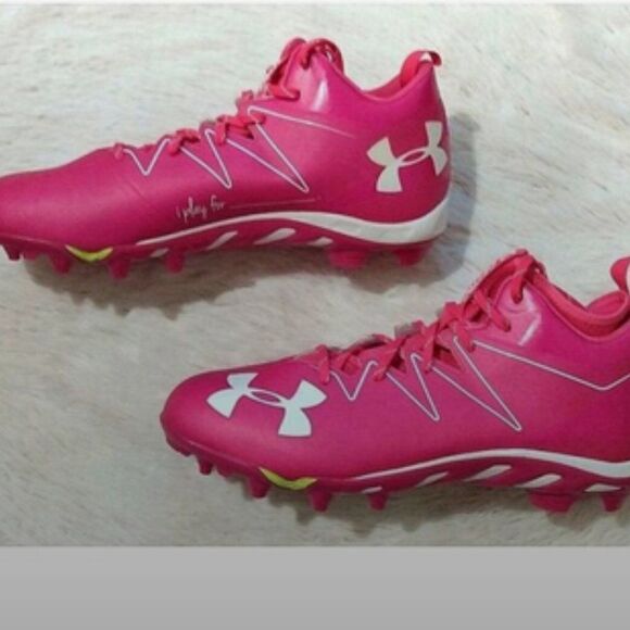 Pink Under Armour Nitro Mid Football Cleats - Picture 3 of 5